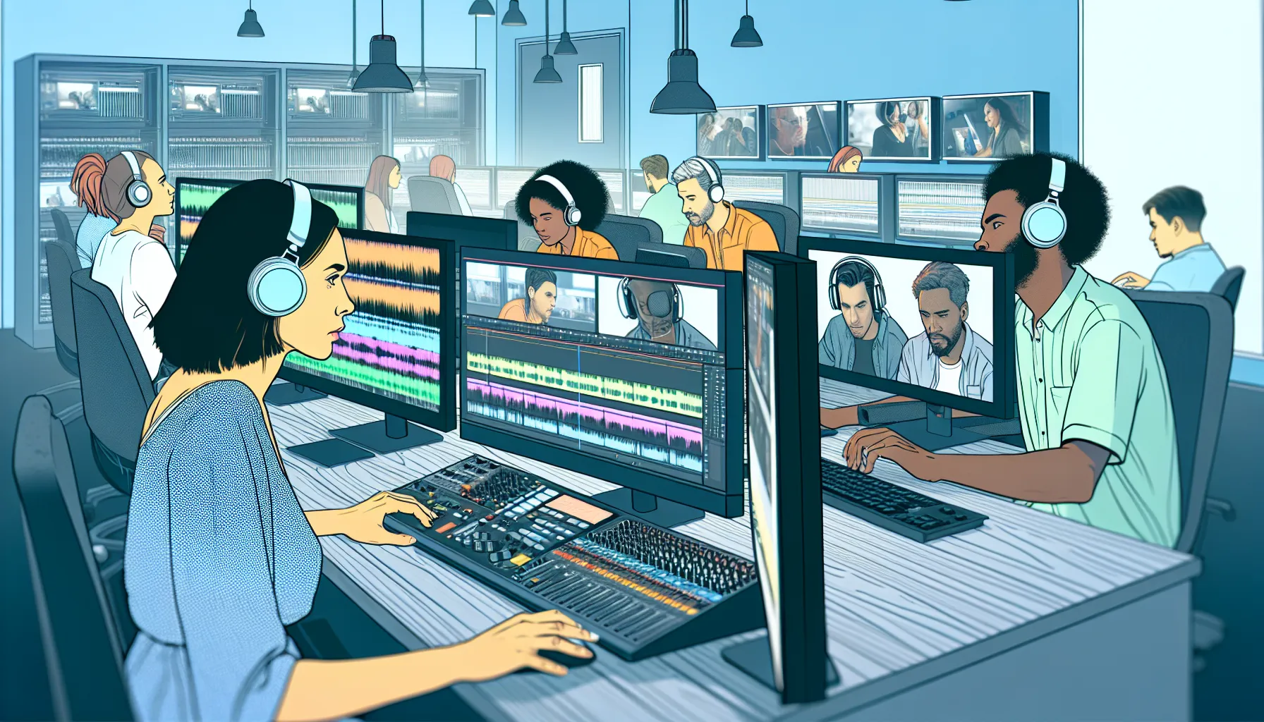 Post-production and editing process in a B2B video production company