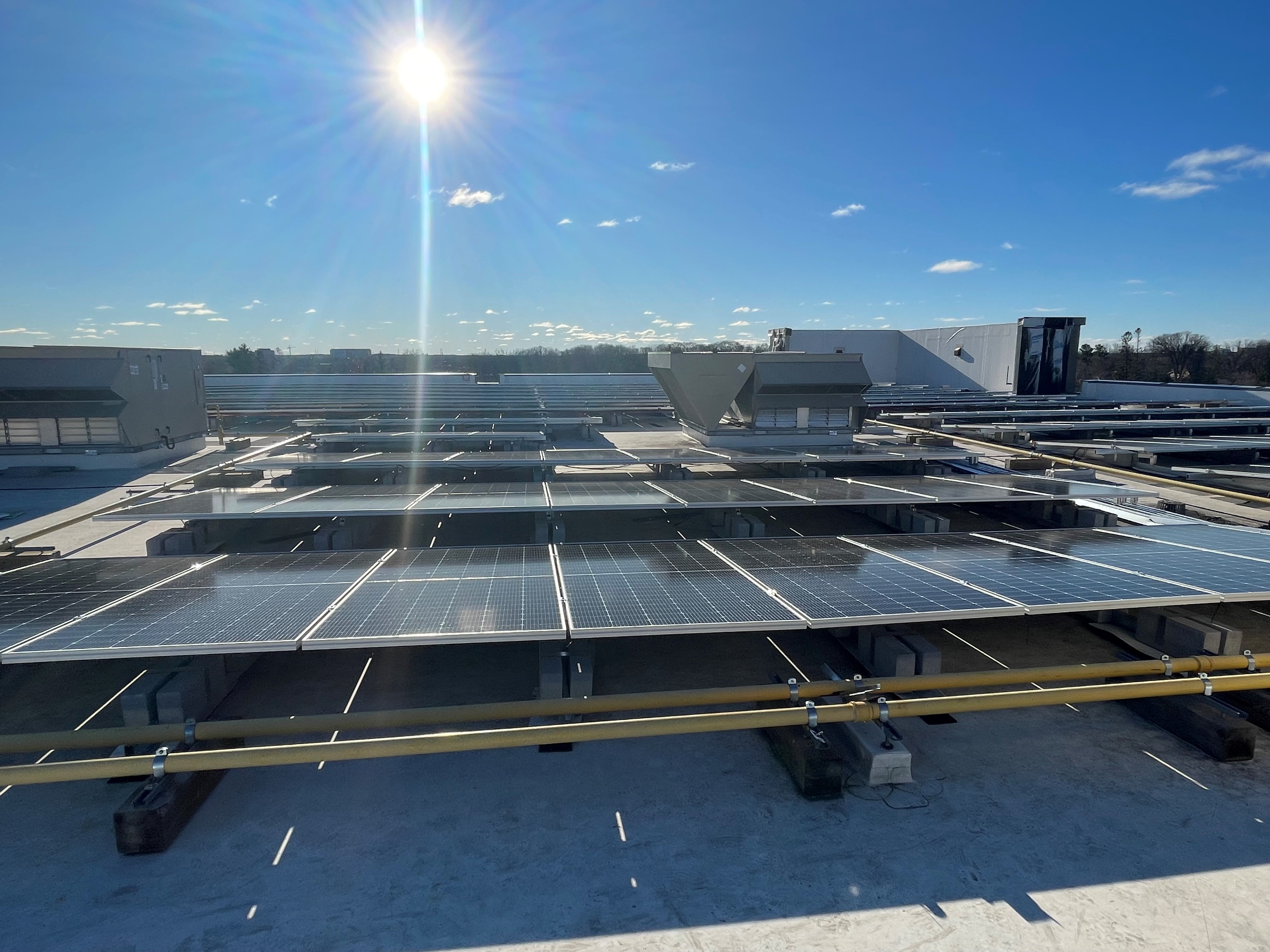 image of solar panels on rooftops for a solar panel installer