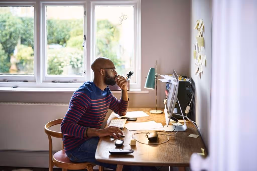 man working on a computer