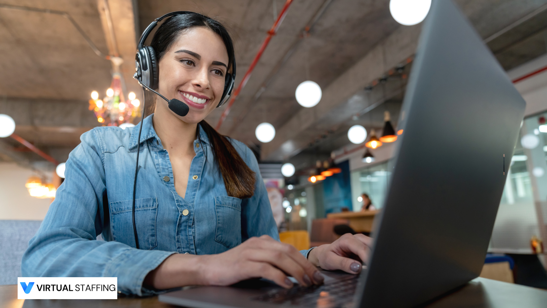 a virtual assistant working with her laptop