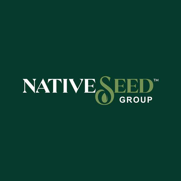 Native Seed Group logo with stylized text on dark green background.