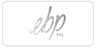 Ebp DSL logo in grey cursive text on a white rounded rectangle background.