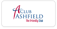 Logo of Club Ashfield with the tagline 'The Friendly Club' in red and blue text.