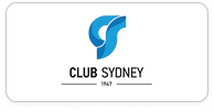 Logo of Club Sydney featuring a stylized blue 'S' design above the text 'Club Sydney 1947'.
