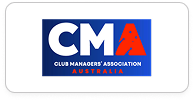 Club Managers' Association Australia logo with CMA acronym and a stylized 'A' in red on a blue background.