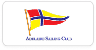 Logo of the Adelaide Sailing Club featuring a stylized flag with blue, red, and yellow colors.