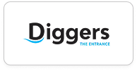 Diggers The Entrance company logo with a stylized blue curved line under the 'D'.