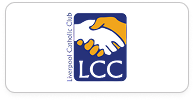 Logo of Liverpool Catholic Club featuring two shaking hands above the letters LCC.