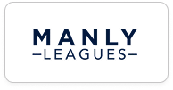 Manly Leagues Club logo with navy blue text on a white background.