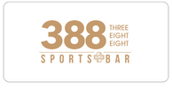 388 Sports Bar logo featuring the numbers 388 and the words THREE EIGHT EIGHT.