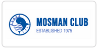 Mosman Club logo with a stylized fish inside a circular pattern and text 'MOSMAN CLUB ESTABLISHED 1975' in blue.