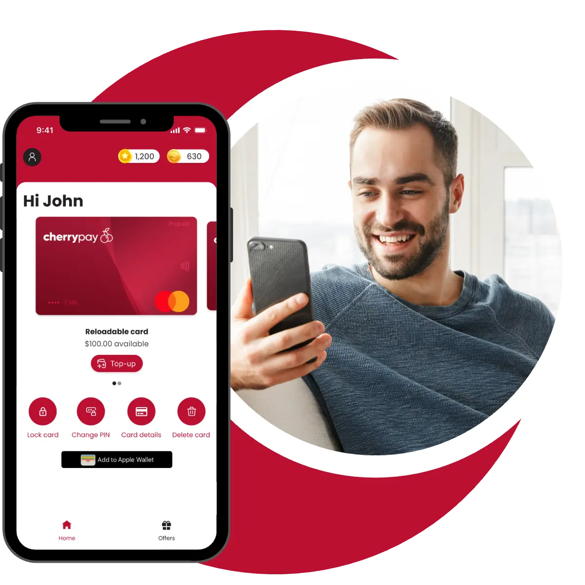 Man looking at Cherrypay card