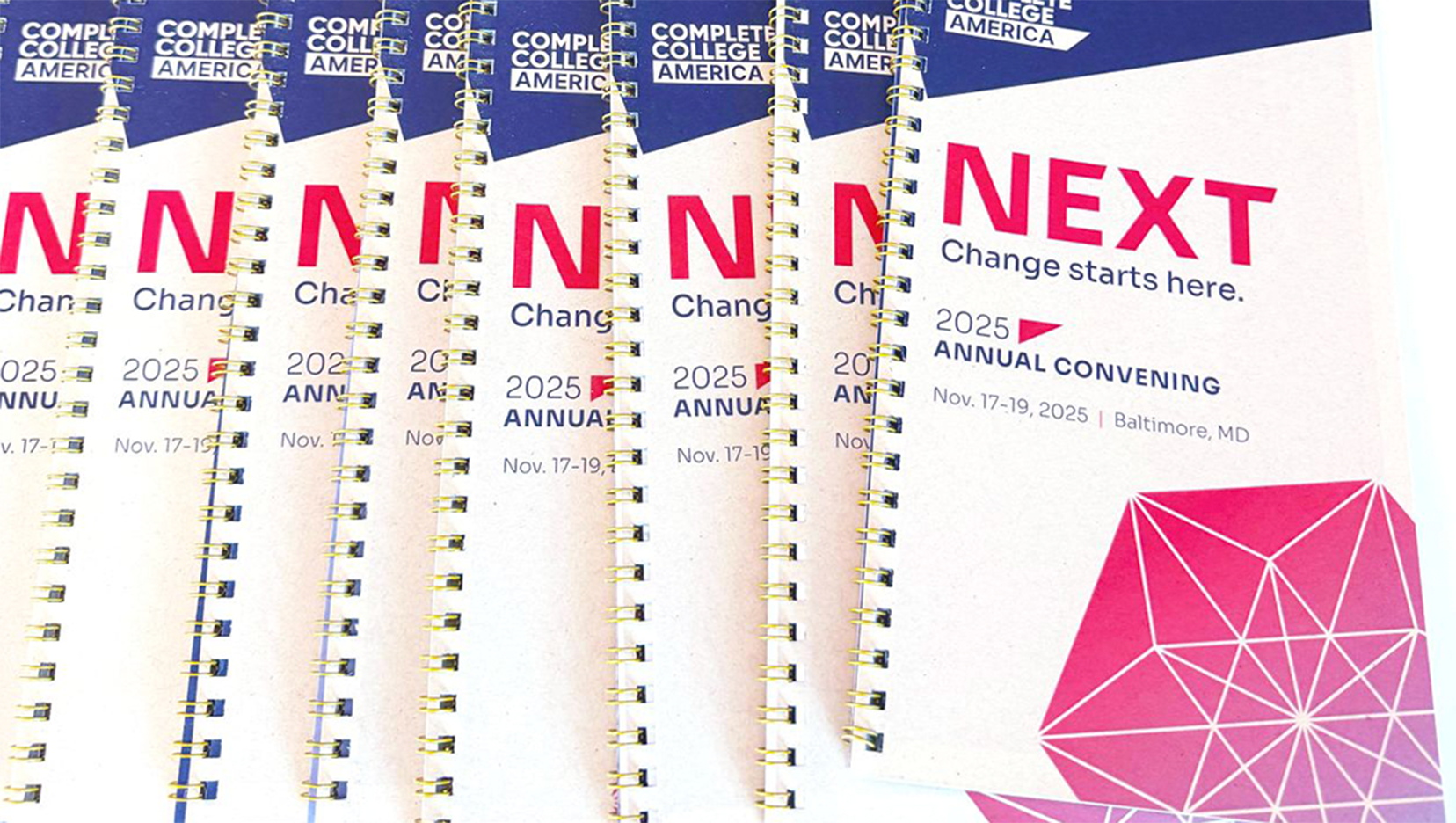 Event program book designed by the Friday team for Complete College America's annual convening