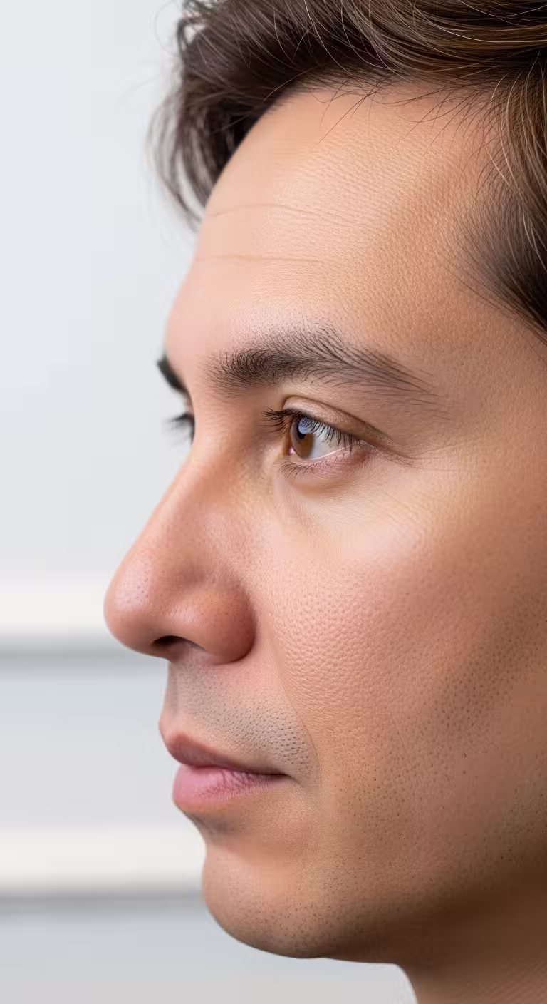 Man's side profile showing the bridge of the nose