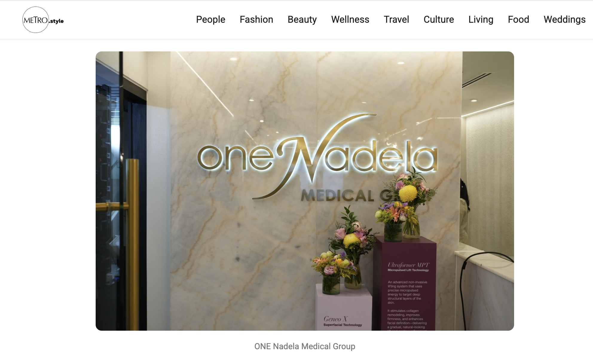 Article page featuring the One Nadela Medical Group clinic entrance