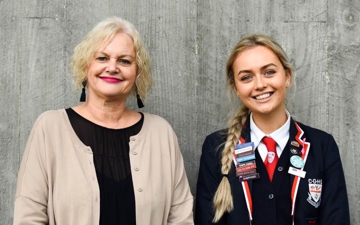 Christchurch Girls' High School Principal poses with a student.