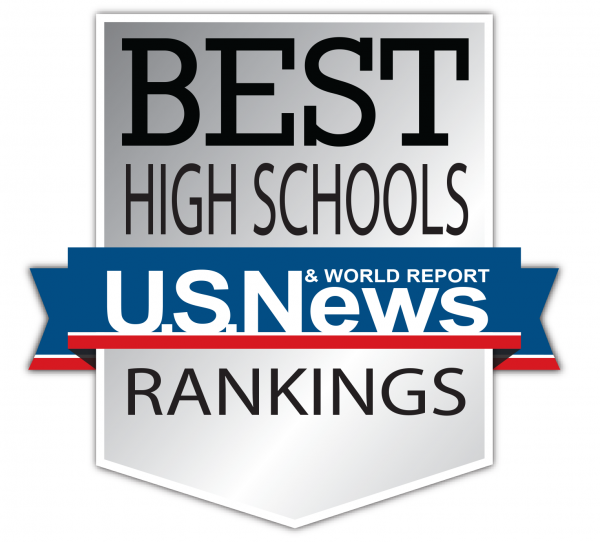 Badge reading 'Best High Schools U.S. News & World Report Rankings'.