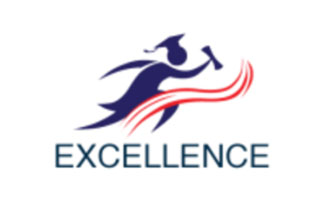 Stylized logo of a runner with a hammer above red swoosh lines and the word 'EXCELLENCE' below.