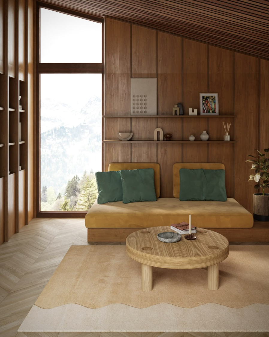 Modern lounge interior used in a short-stay Airbnb home