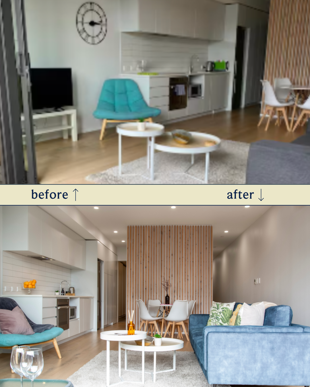 Before and after Ponsonby Airbnb makeover by Homello