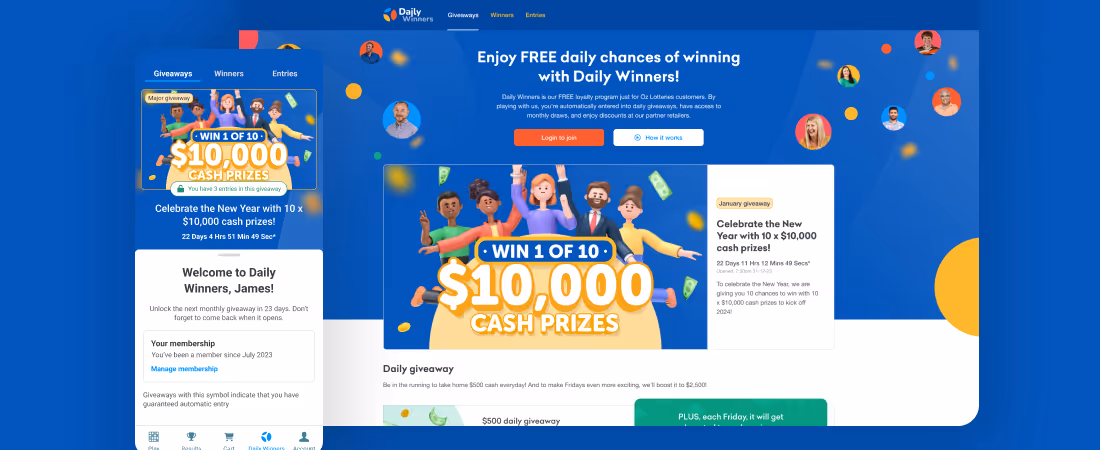 Daily Winners feature