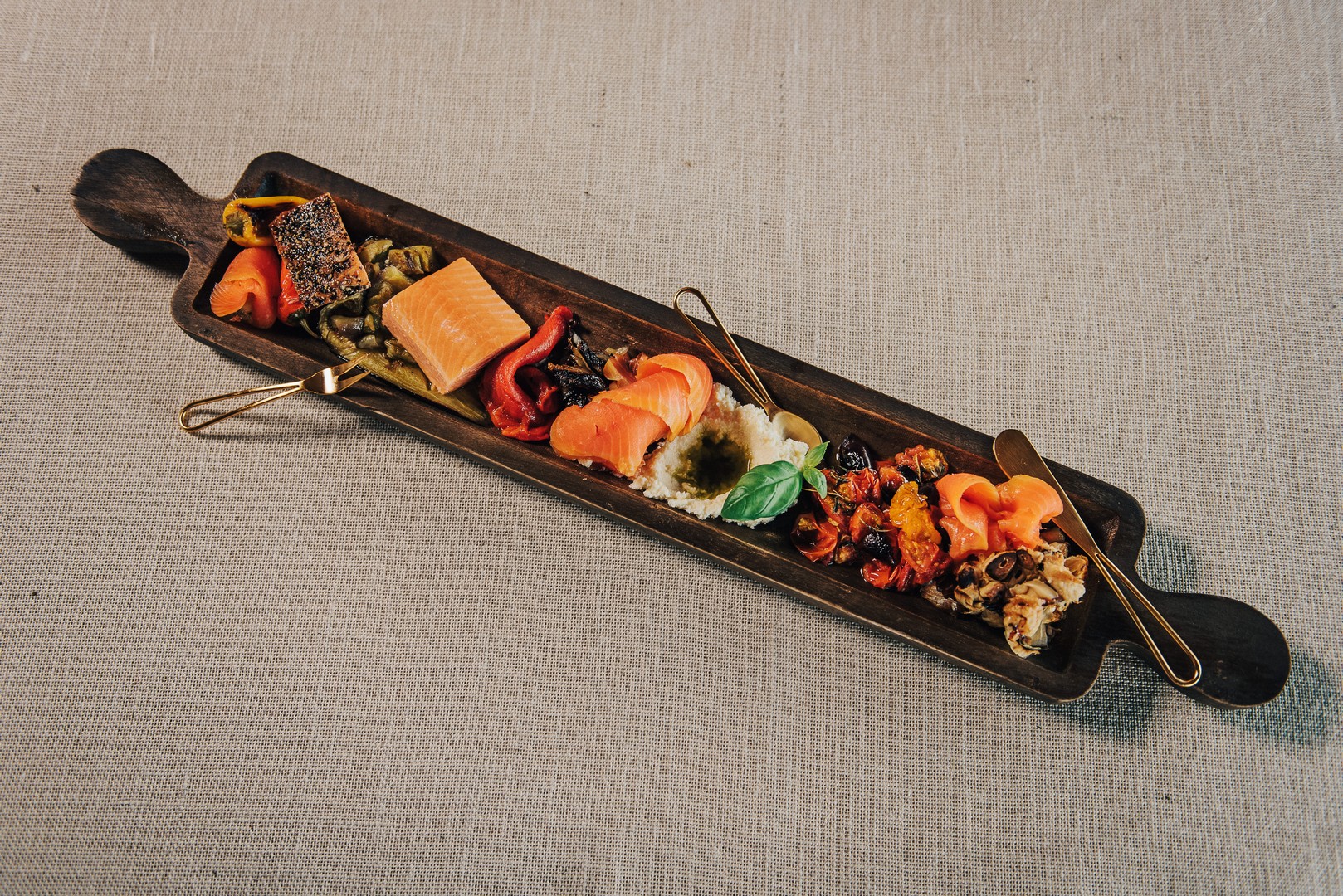 Aoraki Smoked Salmon Antipasto plated