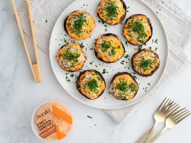 Zingy Salmon Spread Stuffed Mushroom recipe