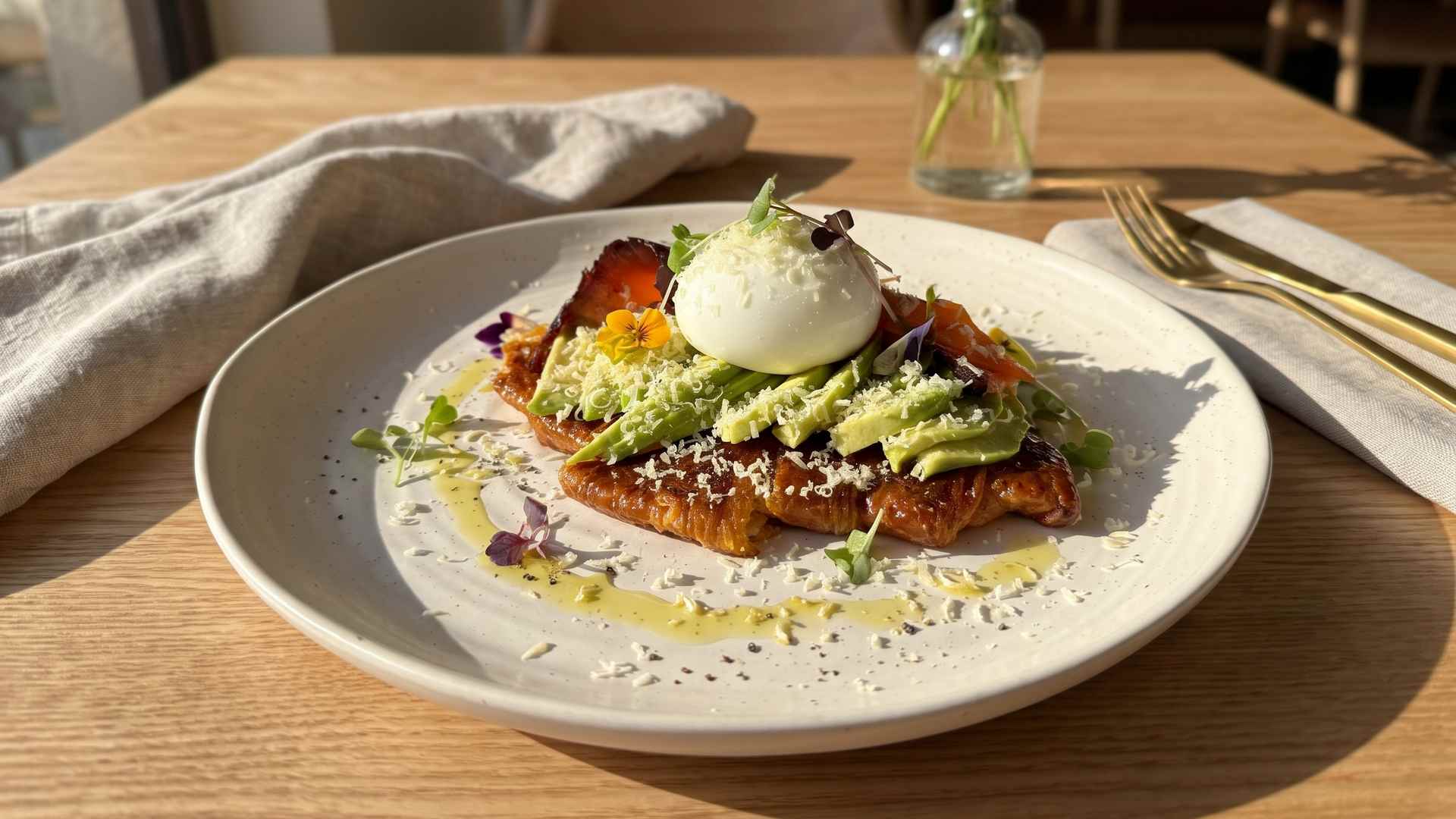 Smoked Salmon Smashed Croissant