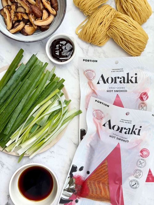 Longevity Noodles with Hot Smoked Salmon