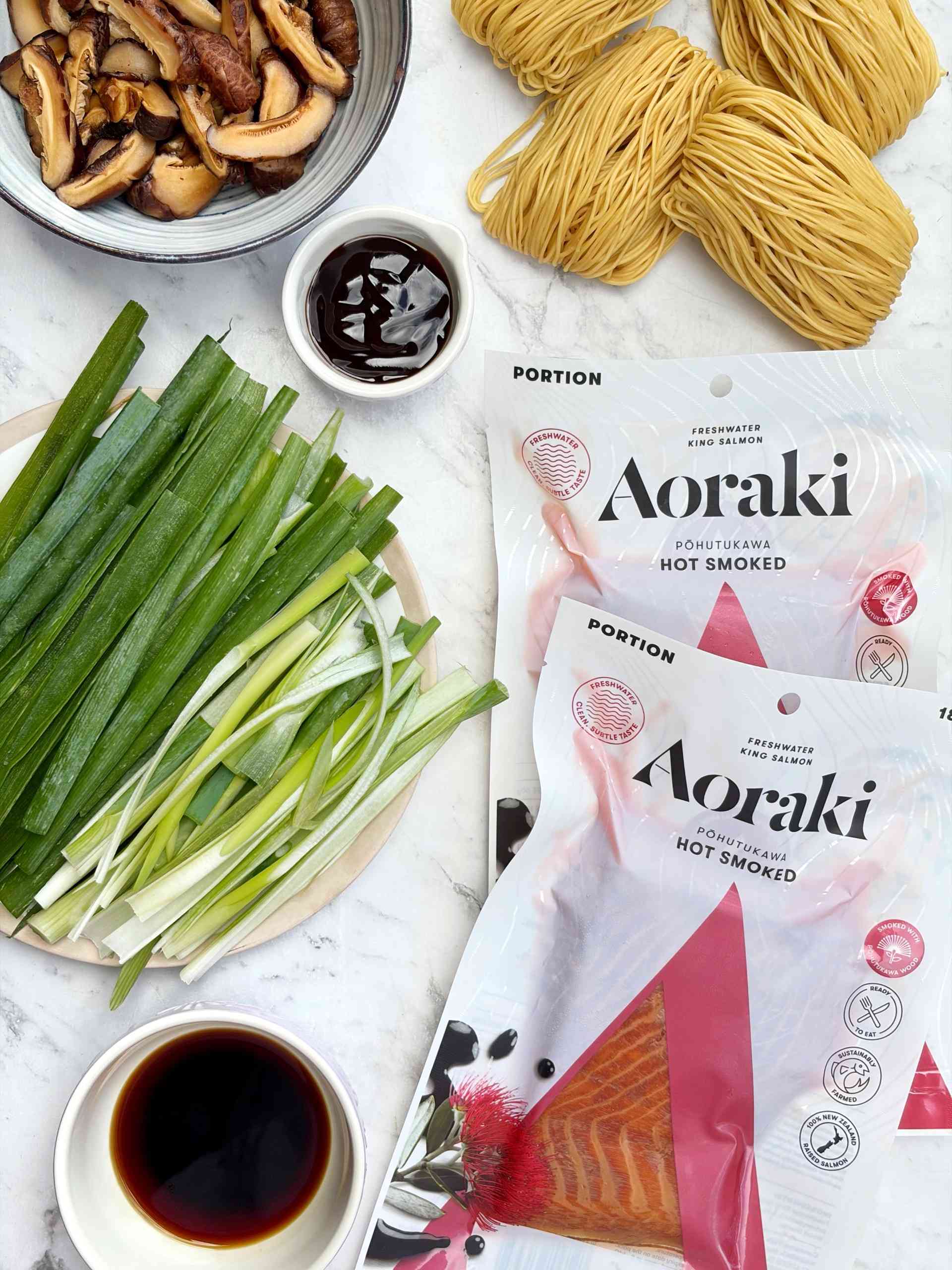 Longevity Noodles with Hot Smoked Salmon