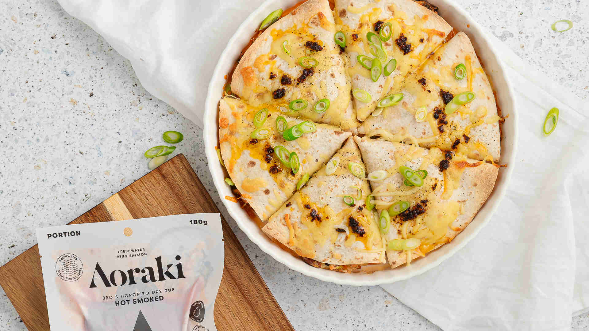 Korean-style salmon pockets with hot smoked salmon and melted cheese
