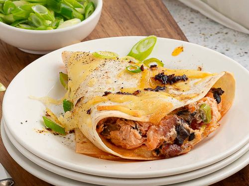 Crispy tortilla salmon pockets filled with Aoraki hot smoked salmon