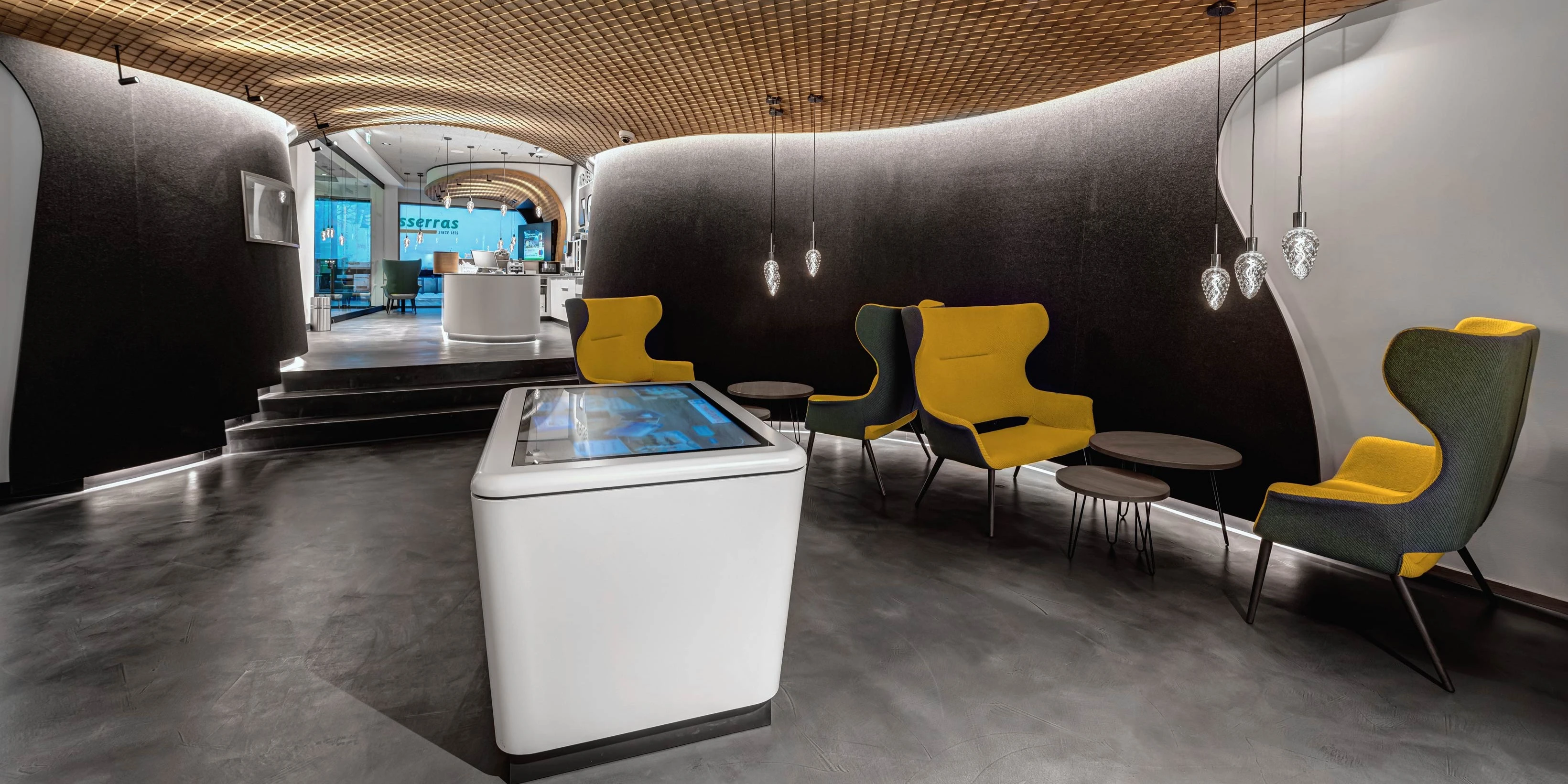 Beleuchtung im Showroom einer Bank 