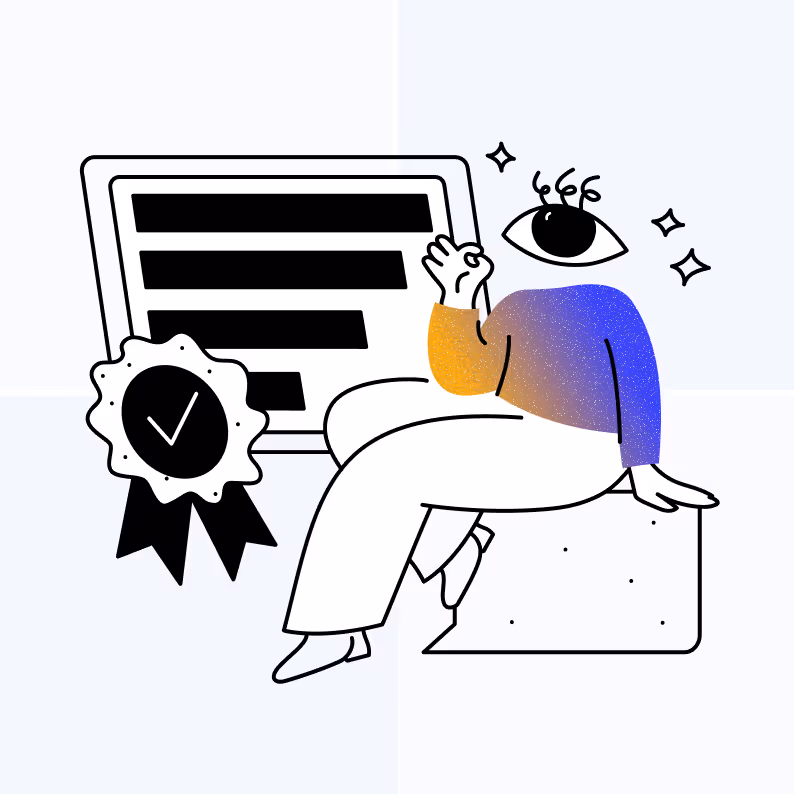 Illustration of quality icon with a human