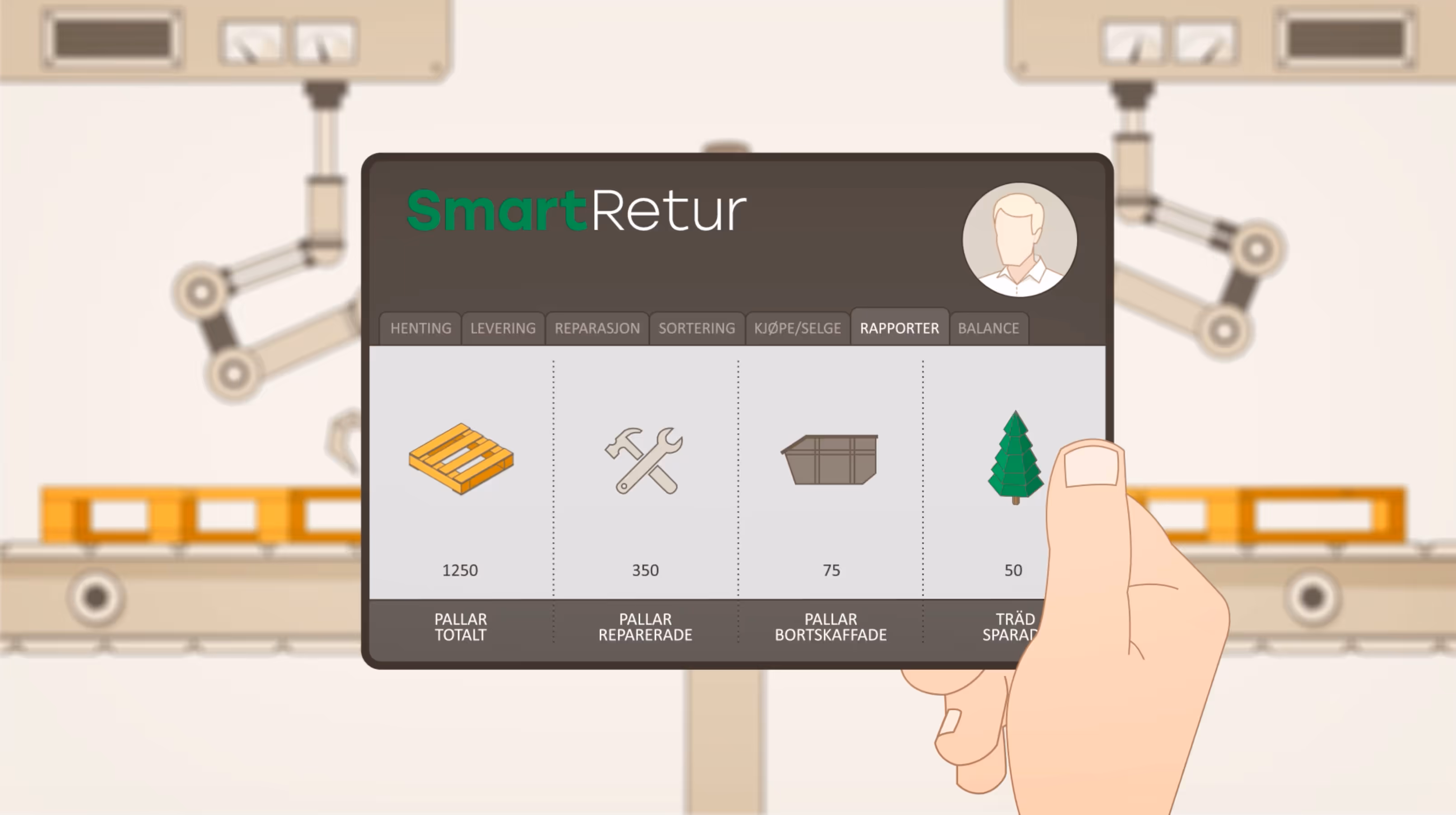Smart Retur forklarer sitt digitale system innen pallelogistikk.