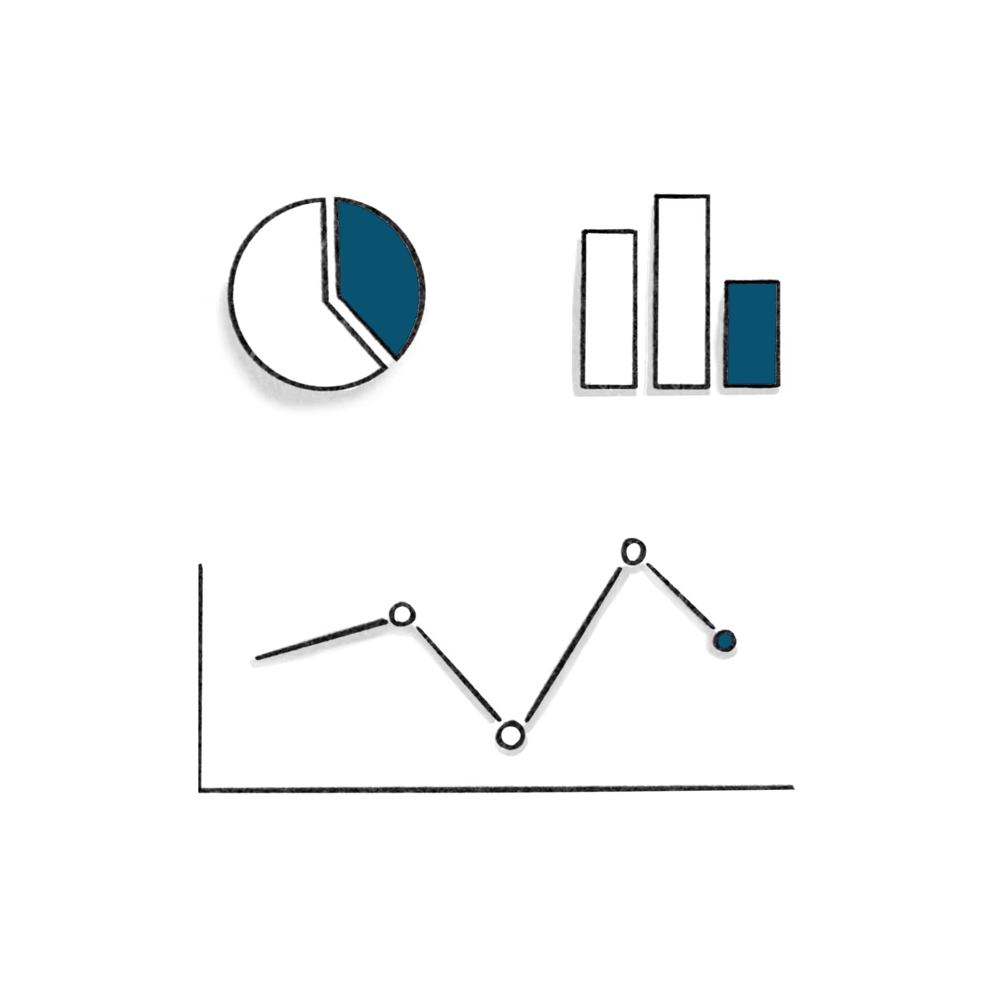 Ulik infografikk som sirkeldiagram og stoplediagram.