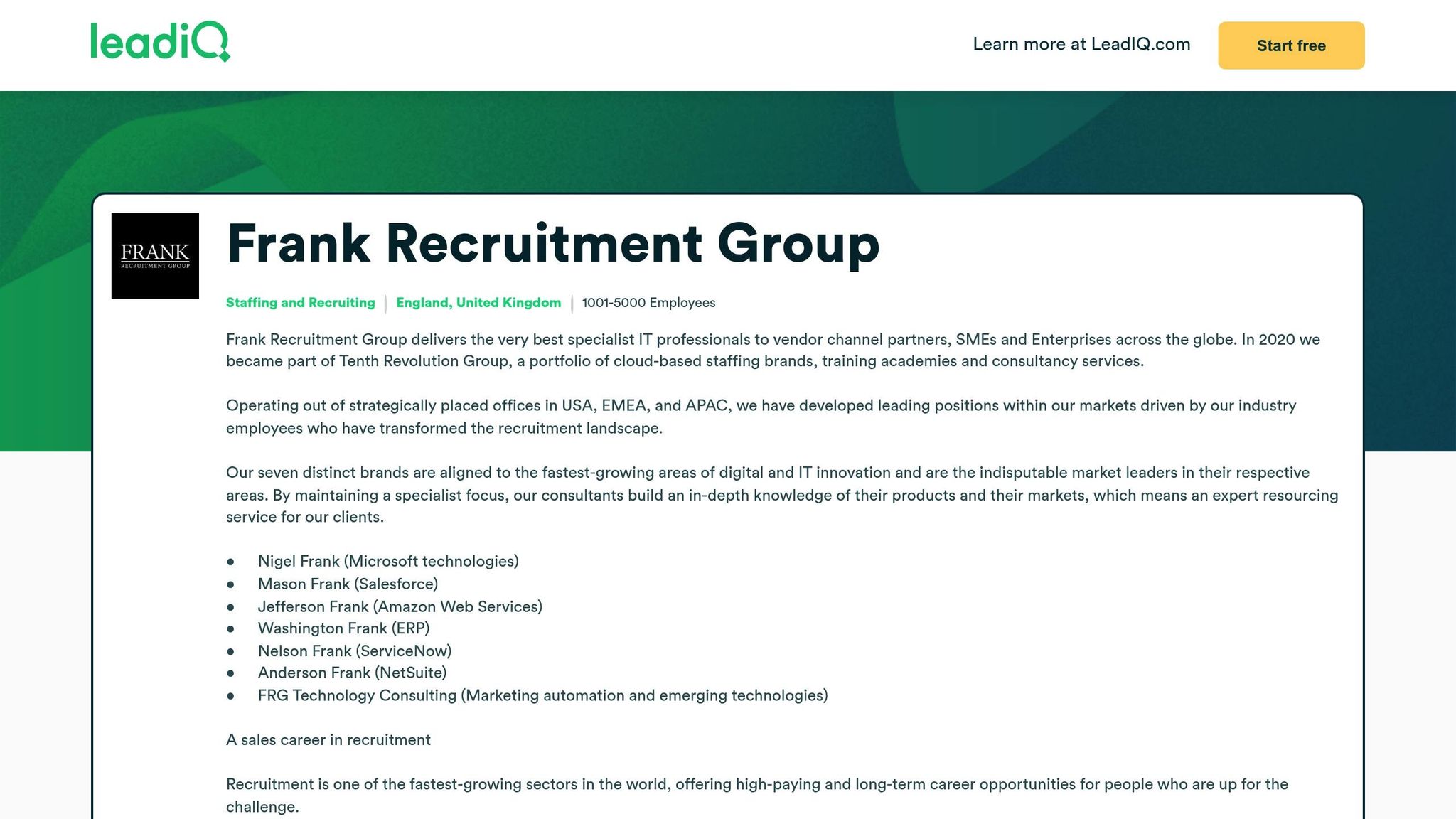 Frank Recruitment Group