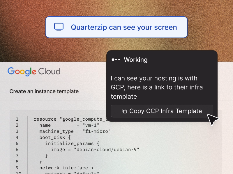 Quaterzip's agent works with a user
