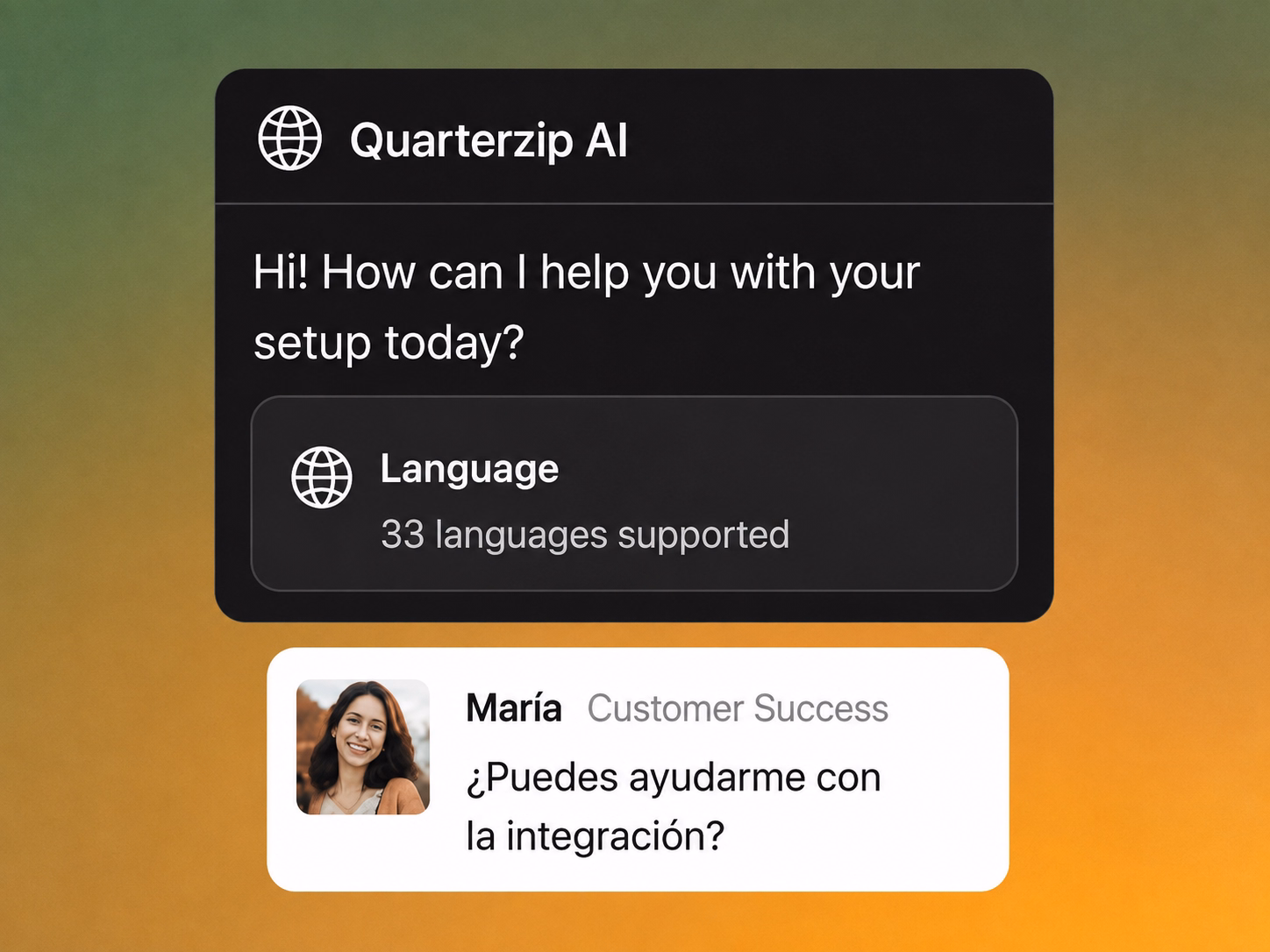 Quaterzip's agent works with a user