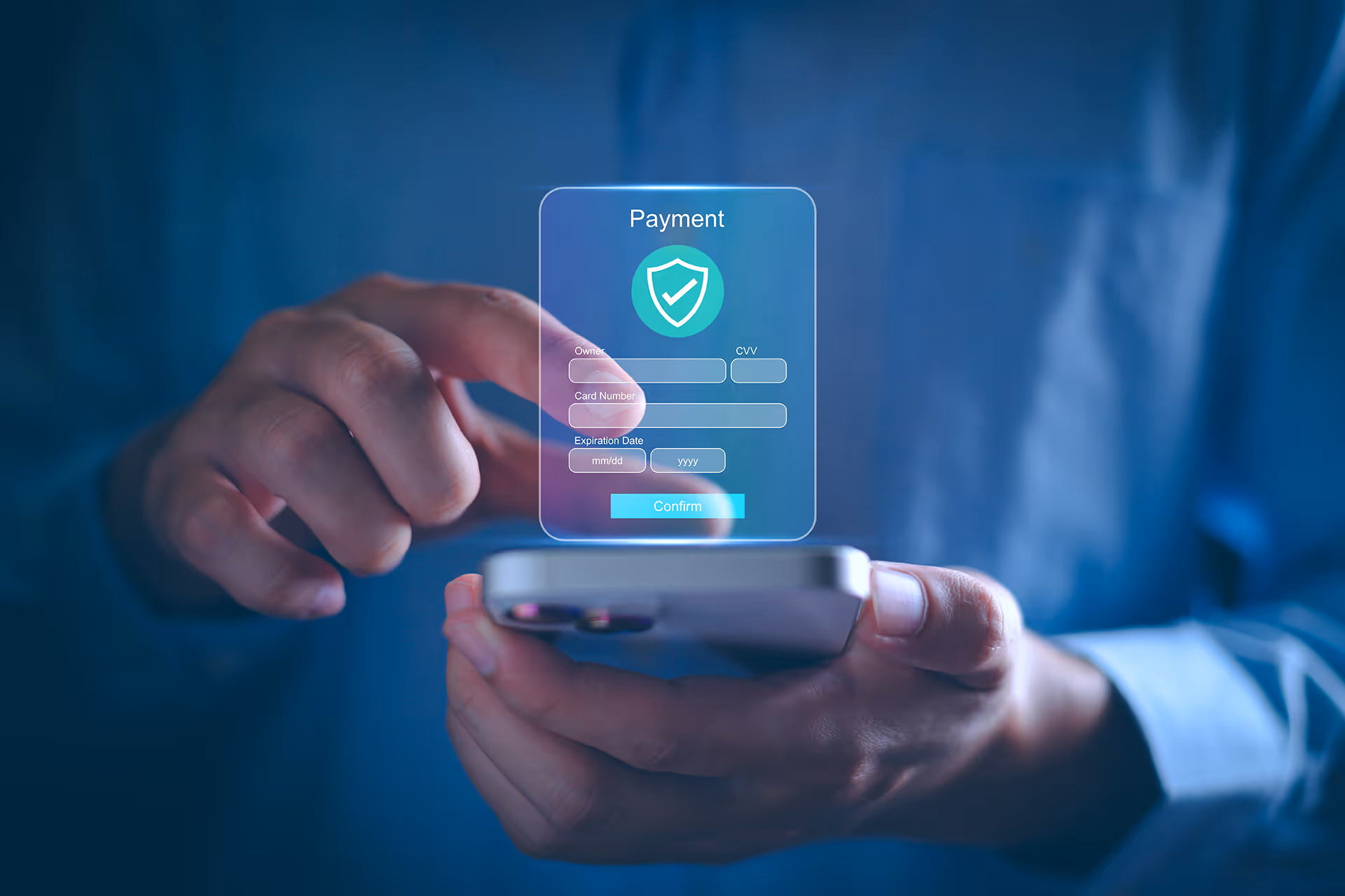 A man making a phone payment