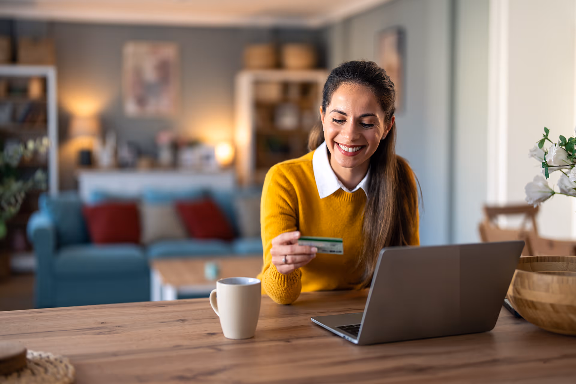 Woman making an online credit card payment