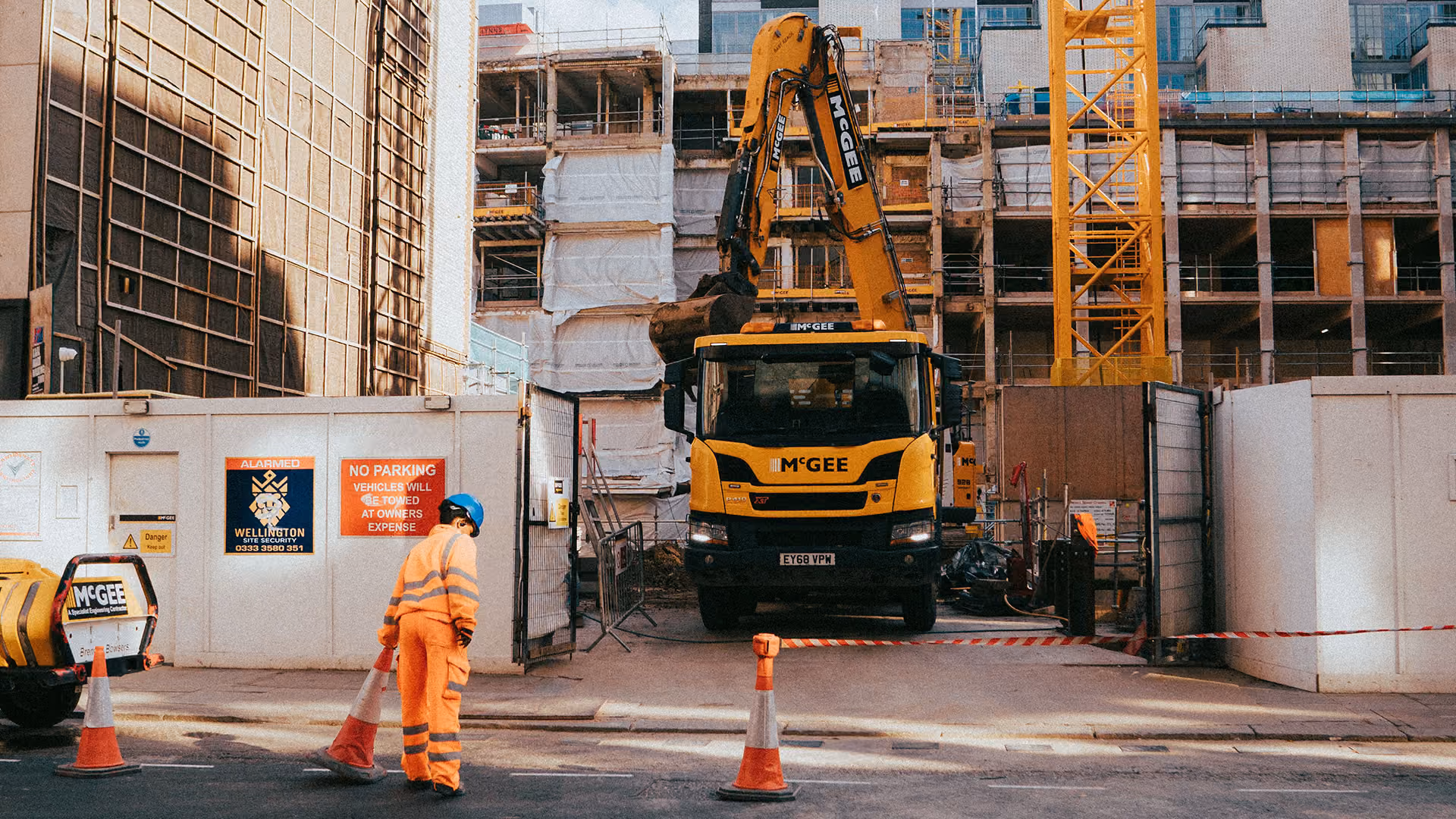 Construction crew working on a building site