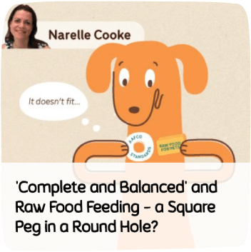 a thumbnail for a blog titled "Complete and Balanced and Raw Food feeding" by Narelle Cooke
