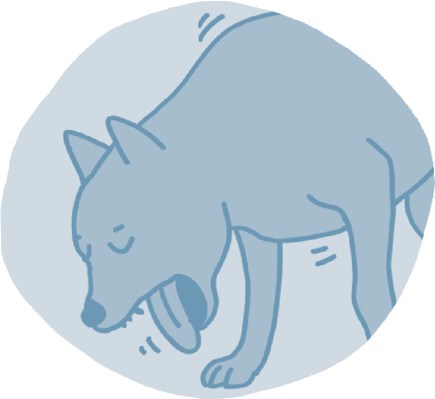 an illustration of a dog choking