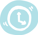 icon illustration of a clock representing spending time at home with your new pet