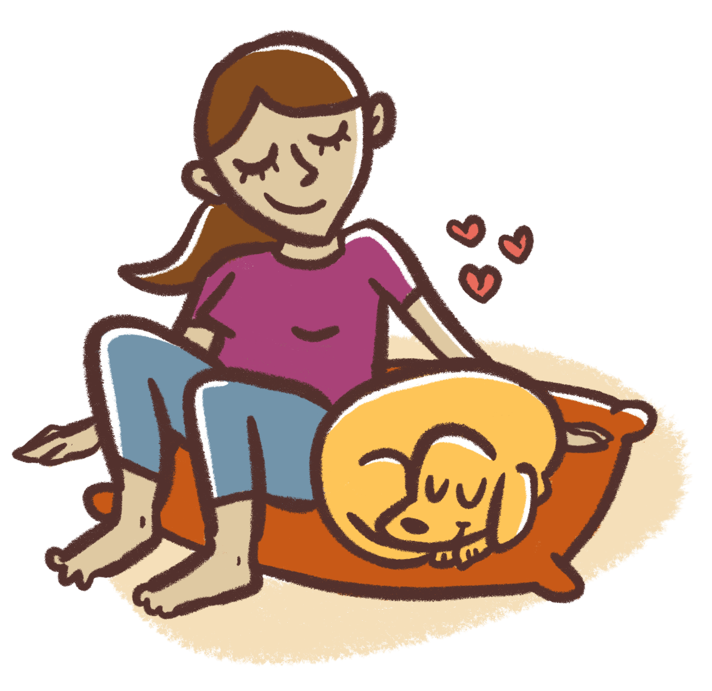 an illustration of a dog enjoying human company
