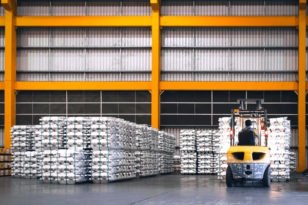 Aluminium Ingots Warehouse preparing for export