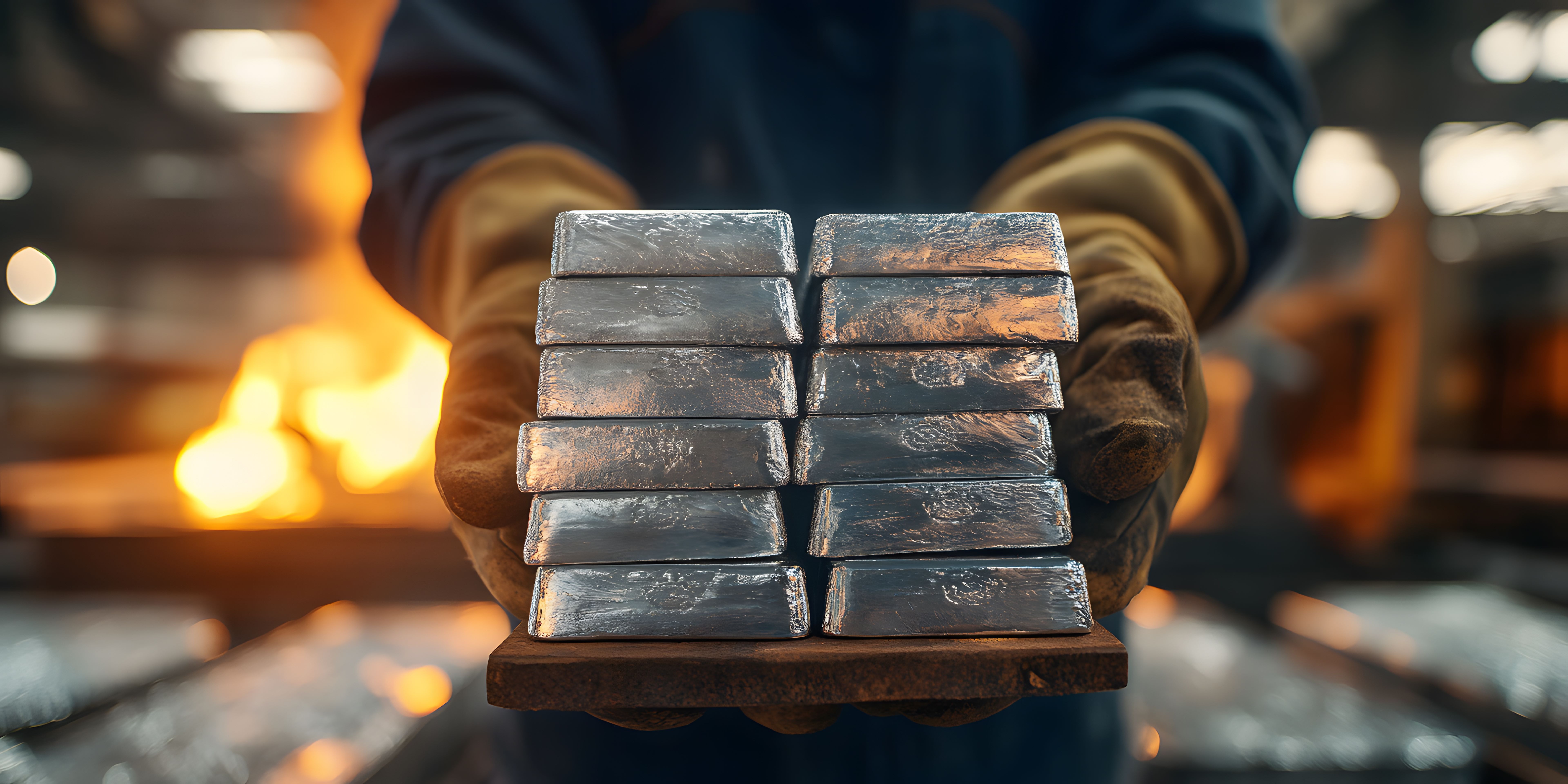 Canadian Aluminium ingots stacked