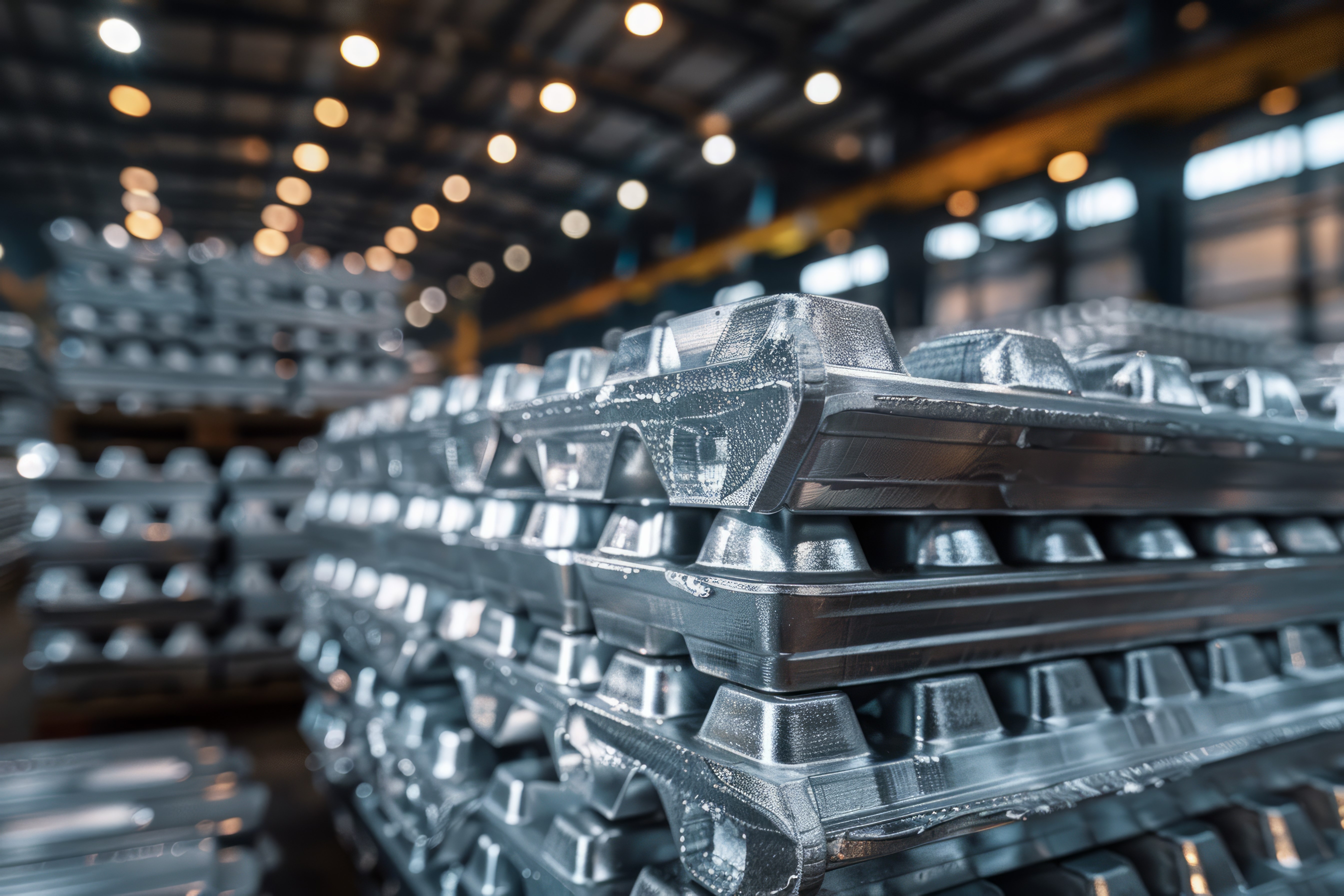 Canadian aluminium ingots stacked for export