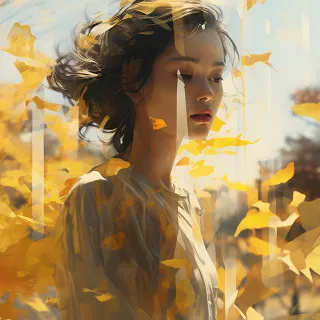 A digital painting of a woman in a yellow dress.
